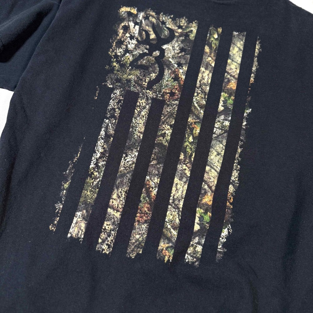 Browning Mens Camo American Flag Graphic T-Shirt Black Large SPG-1490